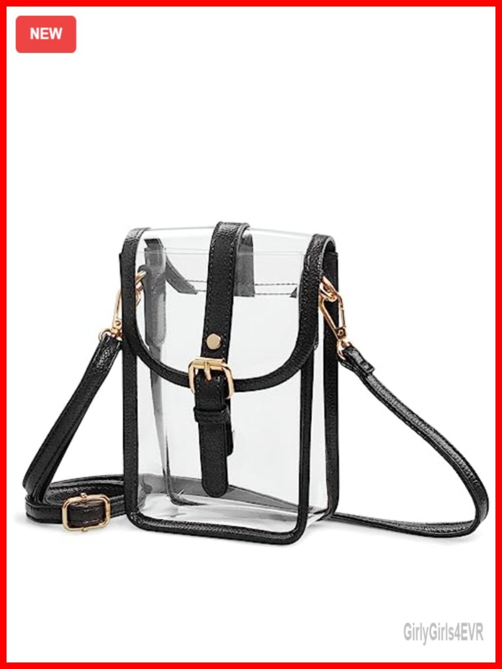 Clear PVC Saddle Crossbody Bag Chain Strap Stadium Approved Small